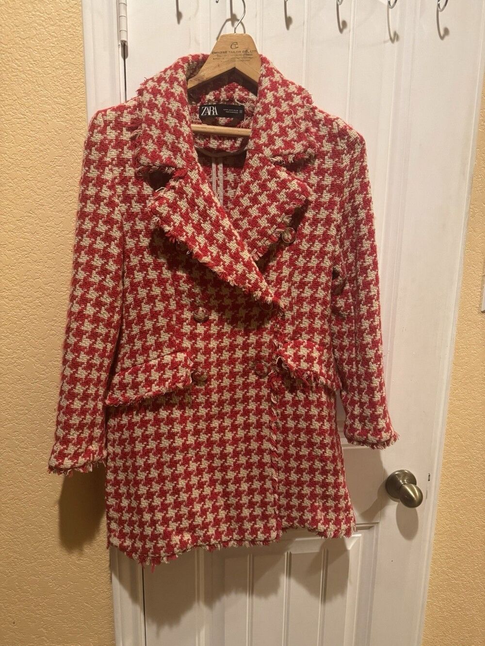 ZARA Houndstooth Textured Tweed Double Breasted Bloggers - Emily in Paris Size M - Picture 2 of 10